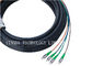 Do cabo de fibra óptica do cabo de remendo das tranças do núcleo de FC/APC 4 preto impermeável, comprimento personalizado