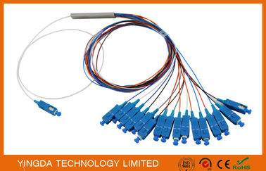 comprar  divisor de aço 1X16 G657A1 1.5m 0.9mm do PLC da fibra óptica do tubo de 0.9mm com o conector do SC UPC Fabricação em linha