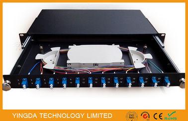 comprar 1U 19 polegadas que deslizam a gaveta frente e verso ODF do LC do porto do painel de remendo 12 da fibra ótica da montagem em rack Fabricação em linha
