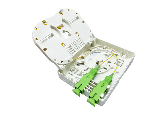 2 Ports SC LC Fiber Optic Termination Box White ABS Indoor Wall Mounted With Cassette