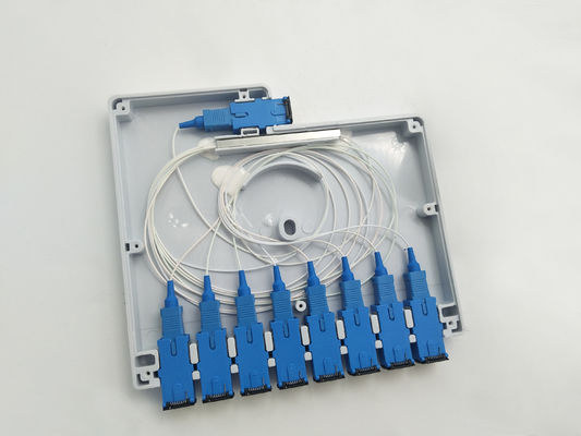 Caixa de distribuição de divisores ópticos YINGDA 1x8 IP65 Indonésia Telecom ABS PC SC Connector UL94