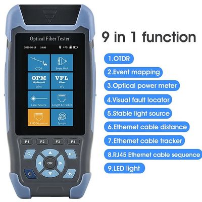 1310/1550nm SM Test Range 5m-60Km Mini OTDR 9 em 1 Tester com APC UPC SC/FC/ST/LC Adaptador