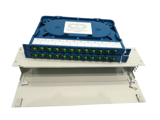 AL Material Fibra Óptica Painel de Parche 12 Portas 24 Portas Integrado Splice Tray Conectores SC/LC/FC/ST