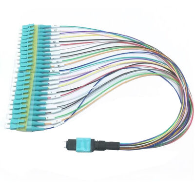 MPO Harness Cable 12 fibras fanout LC PC pigtails coloridos MM OM3 MM 8F 12F 24F LSZH MPO MTP Fiber Optic Patch Cord