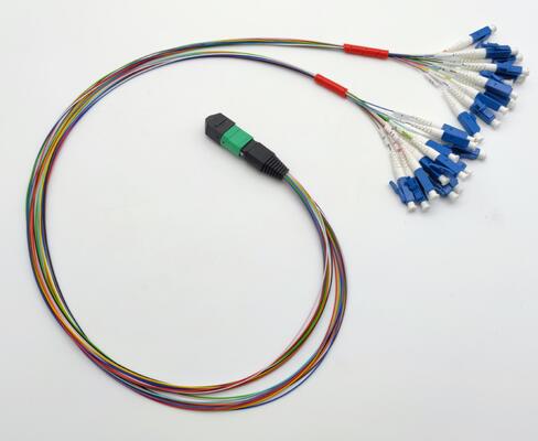 MPO Harness Cable 12 fibras fanout LC PC pigtails coloridos MM OM3 MM 8F 12F 24F LSZH MPO MTP Fiber Optic Patch Cord